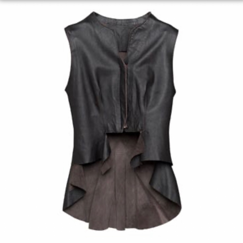 Vintage Aritzia A Moveable Feast Riding Black Herringbone Hi-Lo Retro Vest